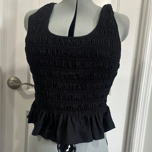 GAP Black Smocked Tank Top scoop neck size XL